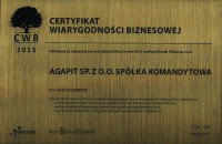 Certyfikat Wiarygodności Biznesowej 2015