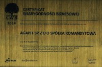 Certyfikat Wiarygodności Biznesowej 2014