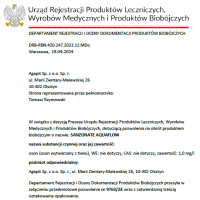 Pozwolenie nr 9763/24 na obrót produktem biobójczym Sanzonate  Aquaflow