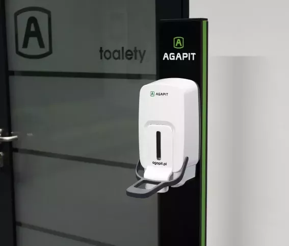 STACJA DEZYNFEKCJI RĄK Z DOZOWNIKIEM ŁOKCIOWYM 1l JEDNOSTRONNA