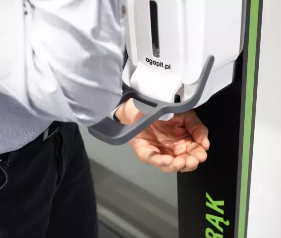 STACJA DEZYNFEKCJI RĄK Z DOZOWNIKIEM ŁOKCIOWYM 1l JEDNOSTRONNA