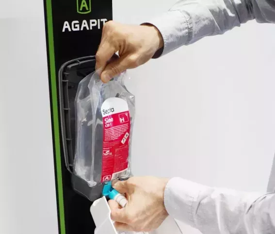 STACJA DEZYNFEKCJI RĄK Z DOZOWNIKIEM ŁOKCIOWYM 1l JEDNOSTRONNA