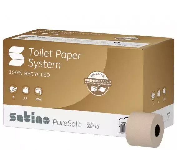 307140 SATINO PURE SOFT PAPIER TOALETOWY JUMBO SYSTEMOWY 2 WAR.  DŁ. 100 M 24 ROLKI