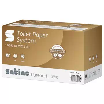 307140 SATINO PURE SOFT PAPIER TOALETOWY JUMBO SYSTEMOWY 2 WAR.  DŁ. 100 M 24 ROLKI