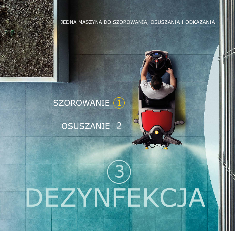 Jedna maszyna do szorowania, osuszania i odkażania